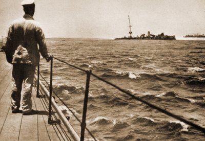 View of the grounded Imperial German Navy warship Emden from the quarter deck of H.M.A.S. Sydney, 10th November 1914 by Australian Photographer